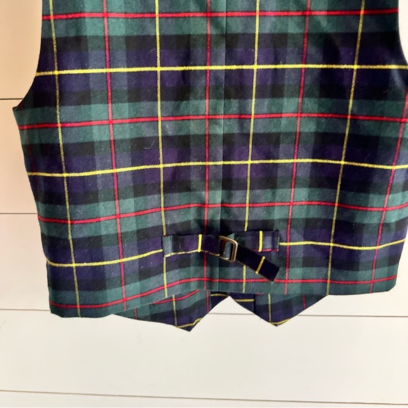 Janie and Jack Boys Navy Red Green Classic Holiday Christmas Plaid Vest Size 10 - Picture 3 of 10